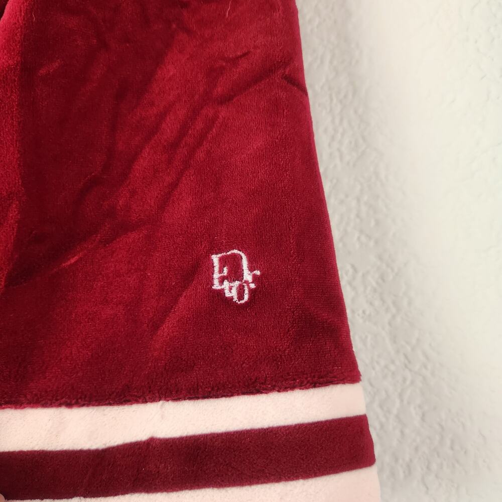 Vintage Christian Dior Lounge Wear Velour Robe in Burgundy Size XS/Small Belt - Picture 5 of 11